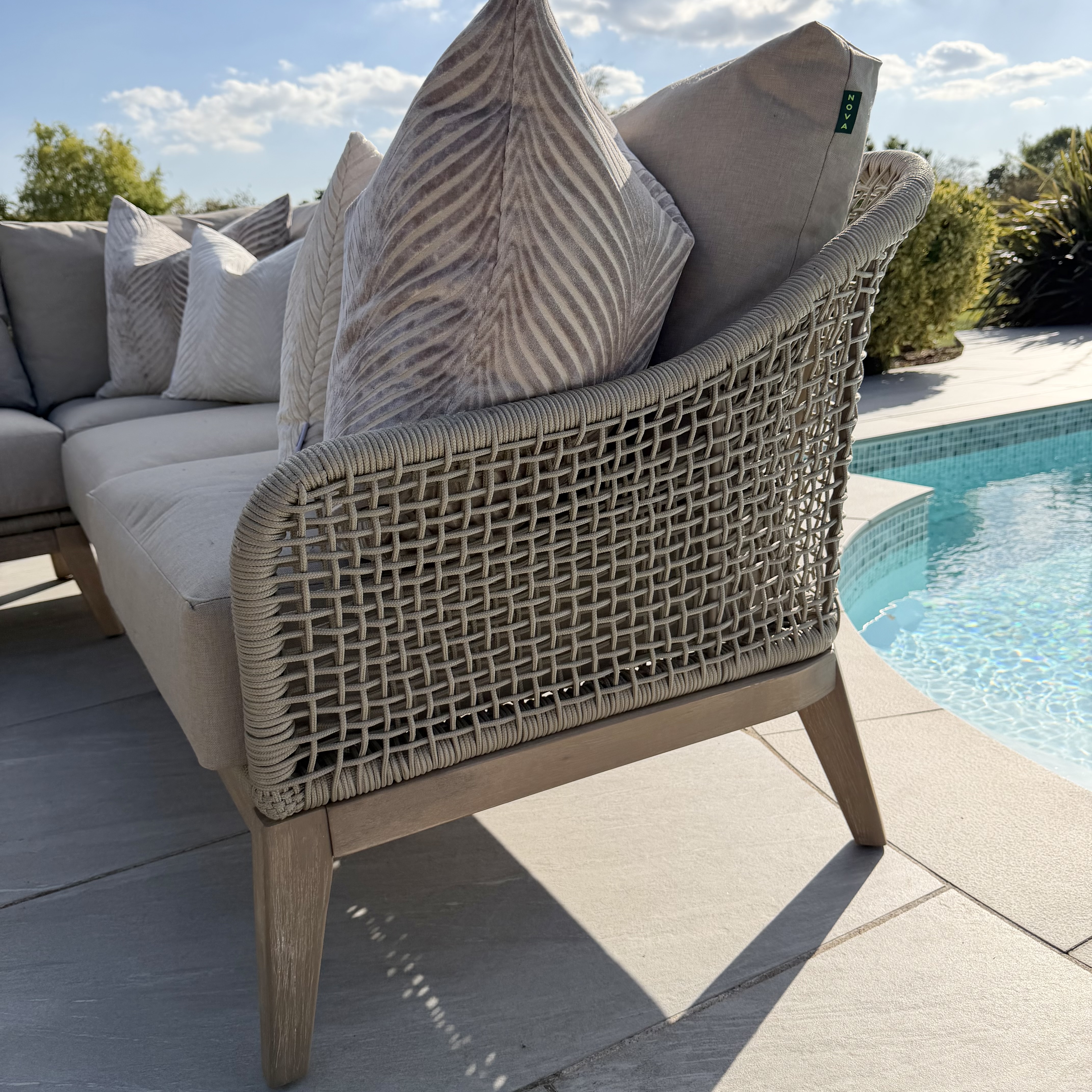 Nova - Summer Corner Sofa Set with Round Coffee Table & Side Table - Beige